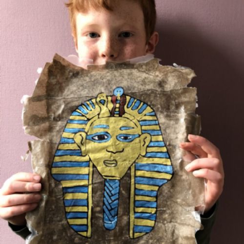 Jack made papyrus paper and used it for King Tuts mask